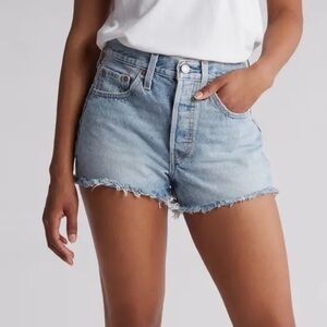 Levi's Light Blue Distressed Denim Cutoff Shorts